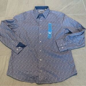 Nick Graham Blue Paisley Long Sleeve Dress Shirt NWOT Size L